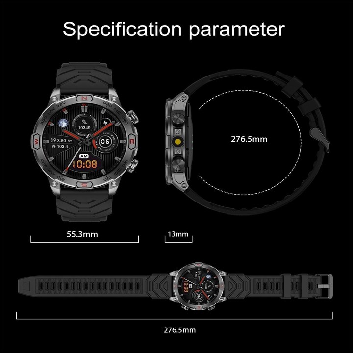 KC86 1.43 inch Color Screen Smart Watch, Support Bluetooth Call / Health Monitoring(Camouflage Orange)