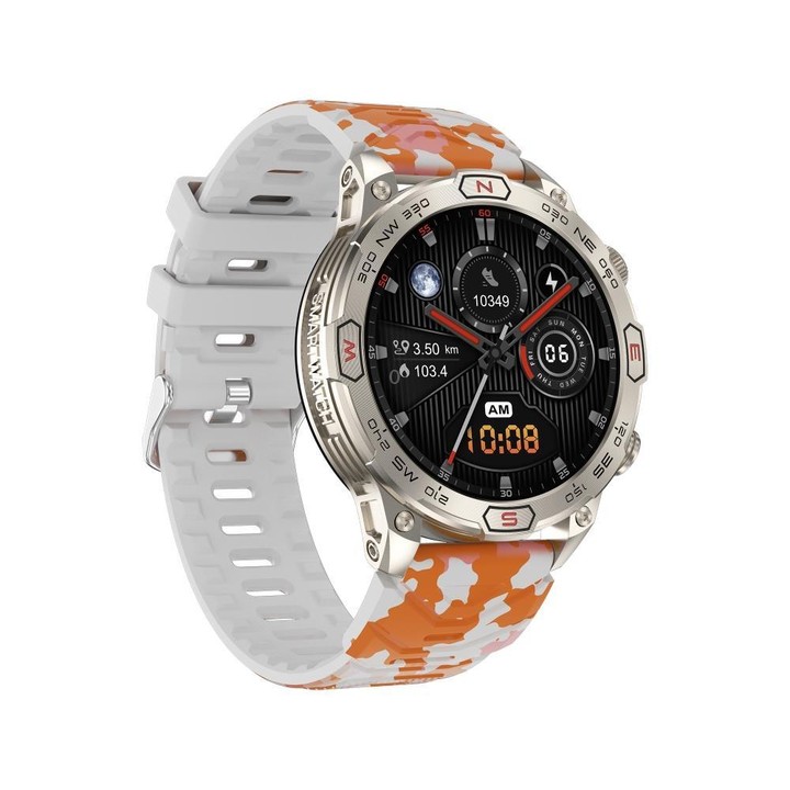 KC86 1.43 inch Color Screen Smart Watch, Support Bluetooth Call / Health Monitoring(Camouflage Orange)