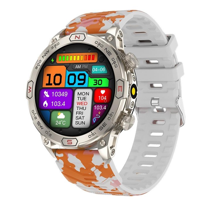 KC86 1.43 inch Color Screen Smart Watch, Support Bluetooth Call / Health Monitoring(Camouflage Orange)