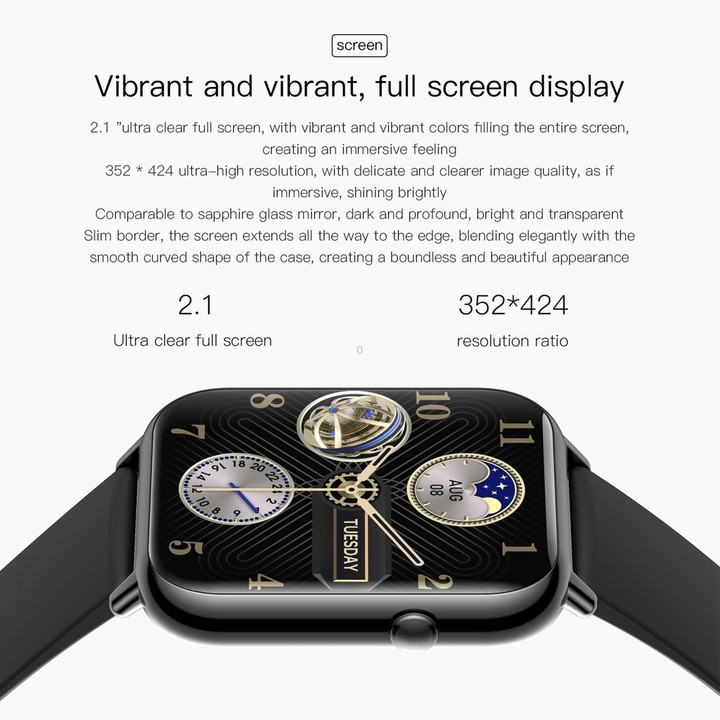 Q19 Max 2.1 inch HD Screen Waterproof Sports Business Smart Watch(Black)