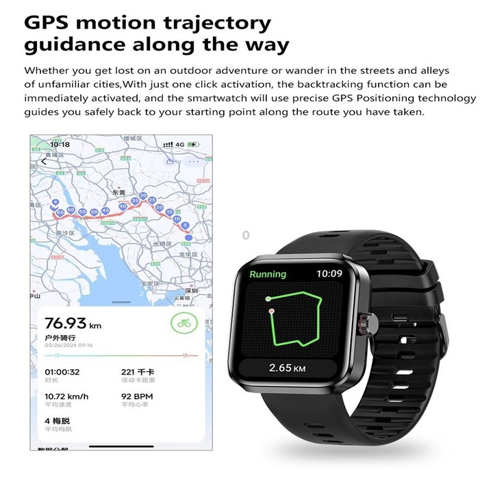 NX22 1.78 inch Color Screen Smart Watch, Support Bluetooth Call / Health Monitoring(Black)