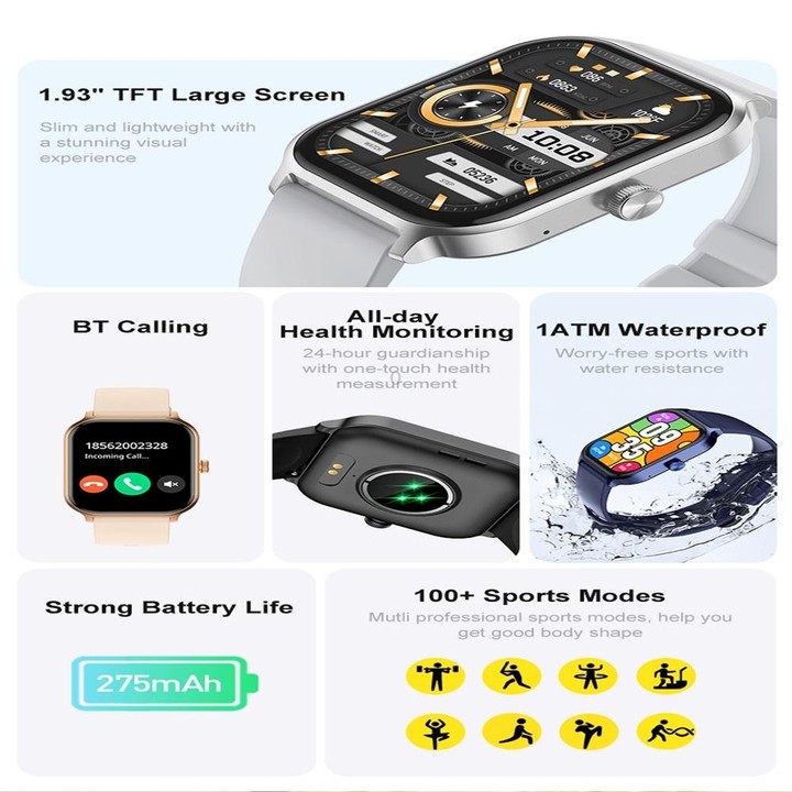 P85 1.93 inch Color Screen Smart Watch, Support Bluetooth Call / Health Monitoring(Silver)