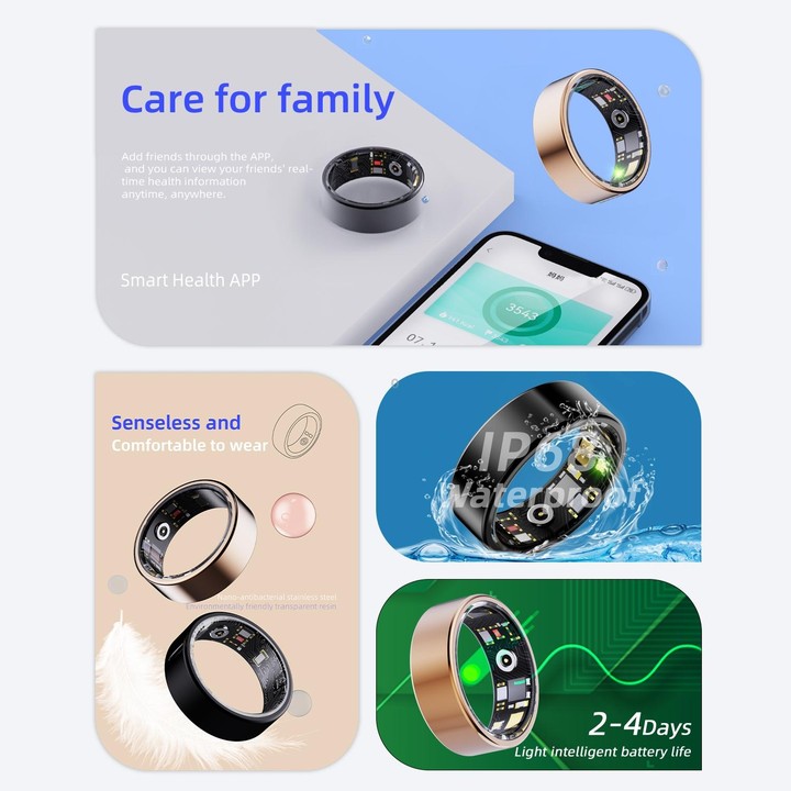 R11M SIZE 9 Smart Ring, Support Heart Rate / Blood Oxygen / Sleep / Multiple Sports Modes(Gold)