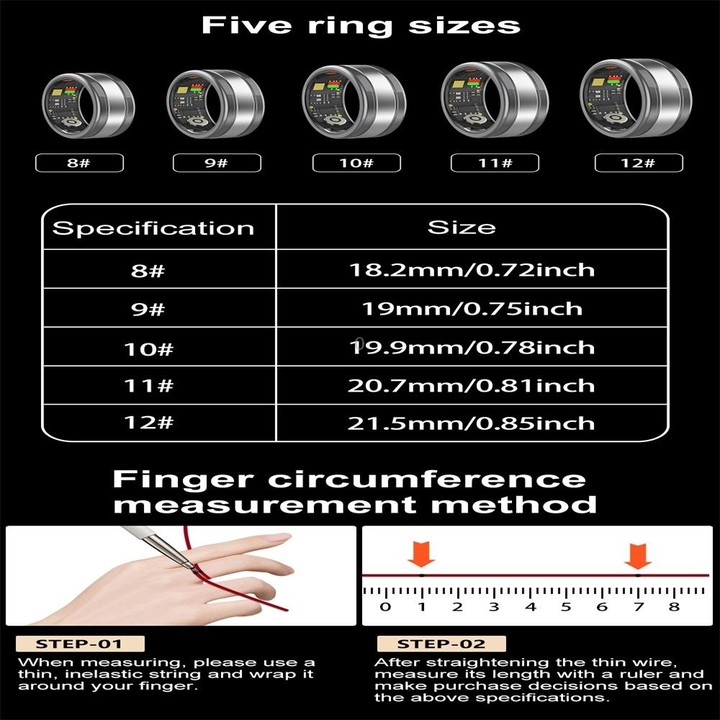 R18 SIZE 9 Smart Ring, Support Heart Rate / Blood Oxygen / Sleep/ Multiple Sports Modes(Gold)