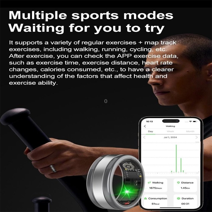 R18 SIZE 11 Smart Ring, Support Heart Rate / Blood Oxygen / Sleep / Multiple Sports Modes(Black)