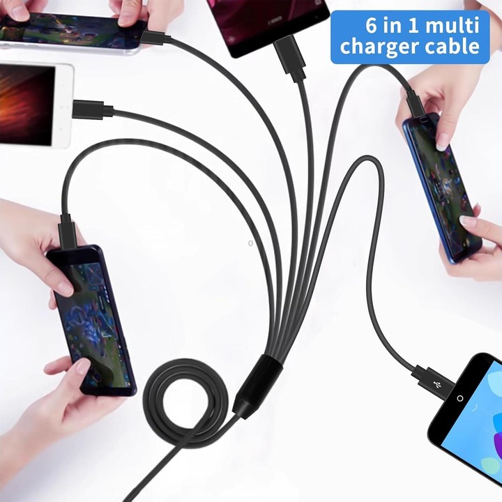 JUNSUNMAY 6 in 1 USB 2.0 to Type-C Splitter Cable, Length:1.5m