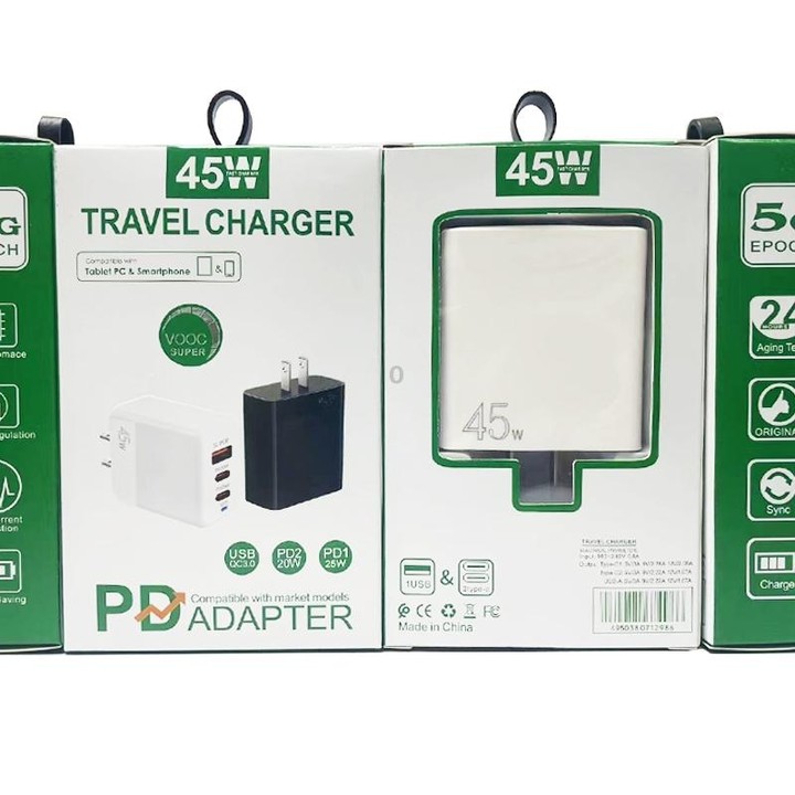 45W PD3.0 / PPS Type-C + QC3.0 USB Fully Compatible Protocol Charger, US Plug(Black)