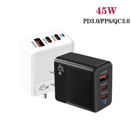 45W PD3.0 / PPS Type-C + QC3.0 USB Fully Compatible Protocol Charger, US Plug(Black)