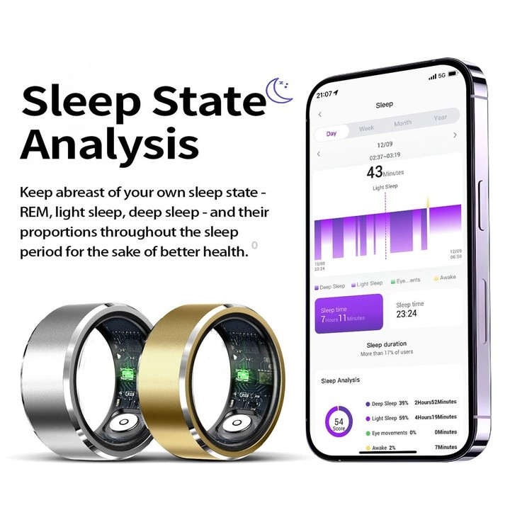 R5 SIZE 11 Smart Ring, Support Health Monitoring / Multiple Sports Modes(Silver)