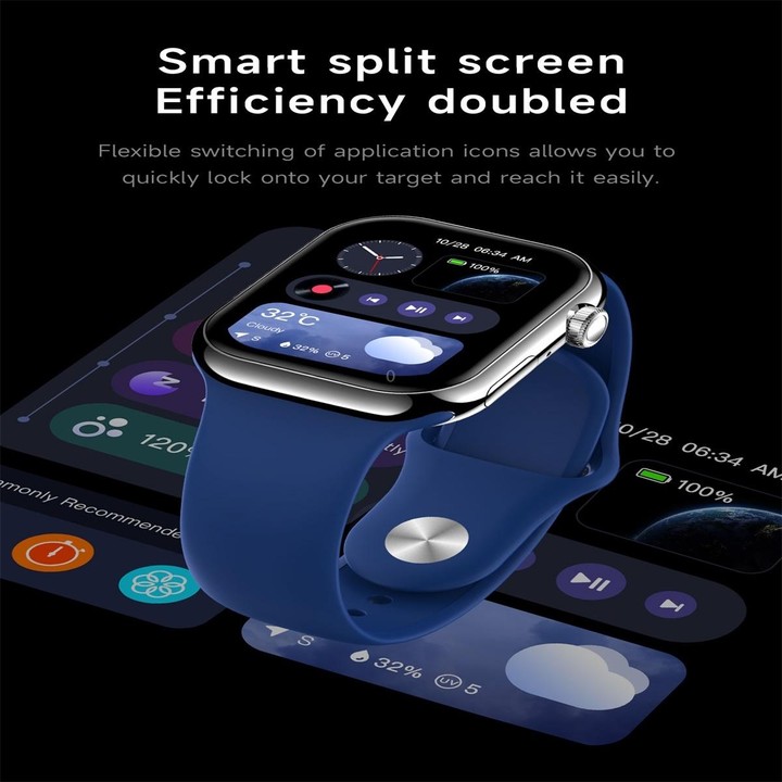KL08 2.04 inch Color Screen Smart Watch Silicone Strap, Support Bluetooth Call(Black)