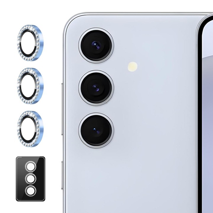 For Samsung Galaxy S23 FE 5G ENKAY AR Anti-reflection Individual Diamond Ring Camera Lens Glass Full Film(Sierra Blue)