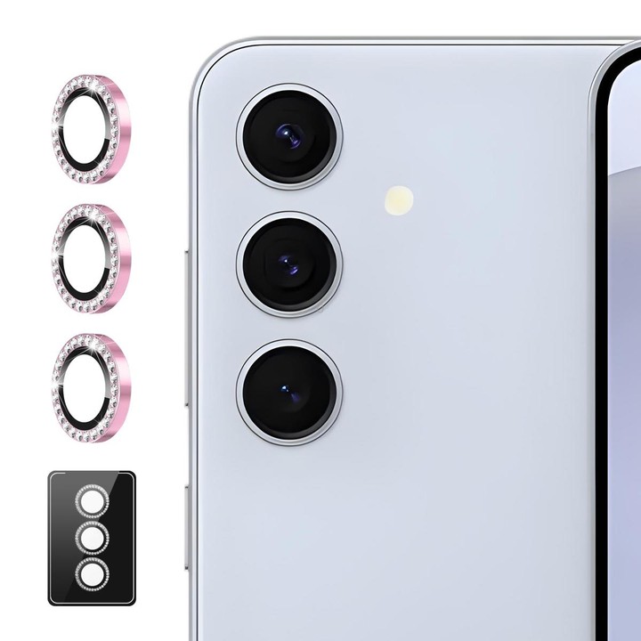 For Samsung Galaxy S24+ 5G ENKAY AR Anti-reflection Individual Diamond Ring Camera Lens Glass Full Film(Pink)