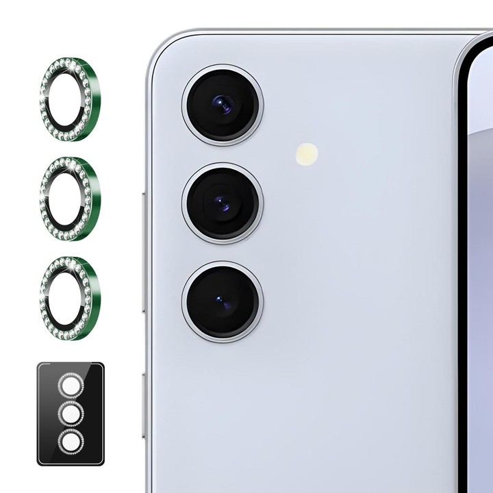 For Samsung Galaxy A14 / A24 / A34 ENKAY AR Anti-reflection Individual Diamond Ring Camera Lens Glass Full Film(Deep Green)