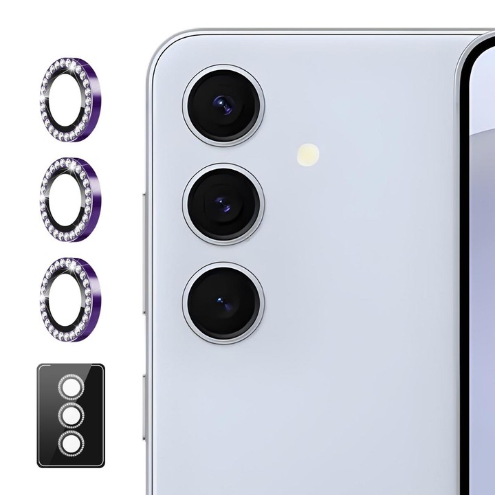 For Samsung Galaxy A35 / A55 ENKAY AR Anti-reflection Individual Diamond Ring Camera Lens Glass Full Film(Deep Purple)