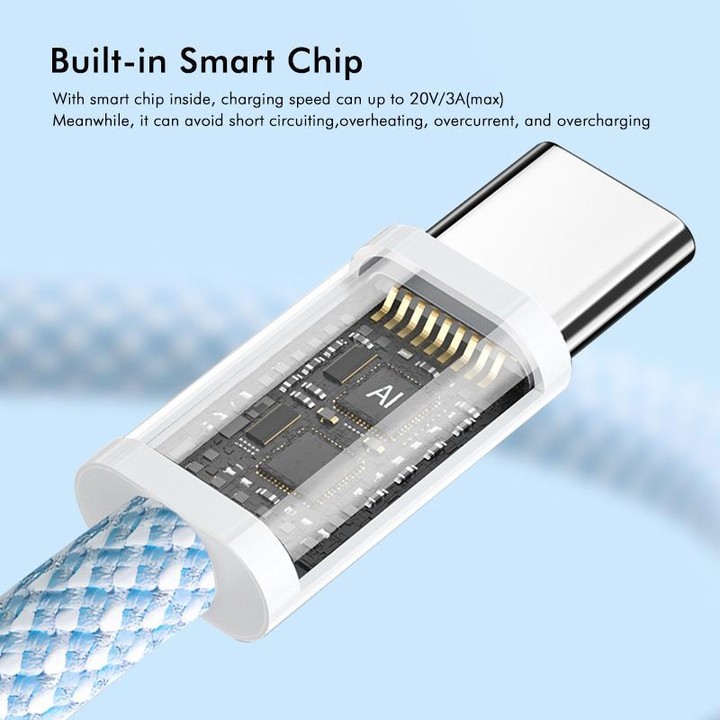 ENKAY CB174 Candy Color 60W USB-C / Type-C to Type-C Charging Data Cable, Length:2m(White)