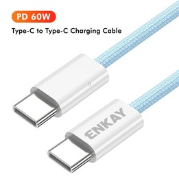 ENKAY CB174 Candy Color 60W USB-C / Type-C to Type-C Charging Data Cable, Length:2m(White)
