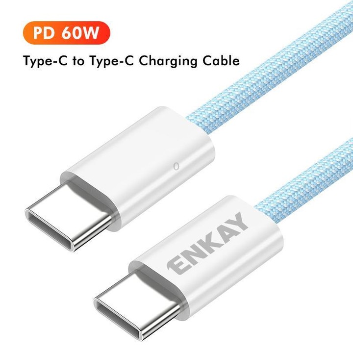 ENKAY CB174 Candy Color 60W USB-C / Type-C to Type-C Charging Data Cable, Length:2m(White)