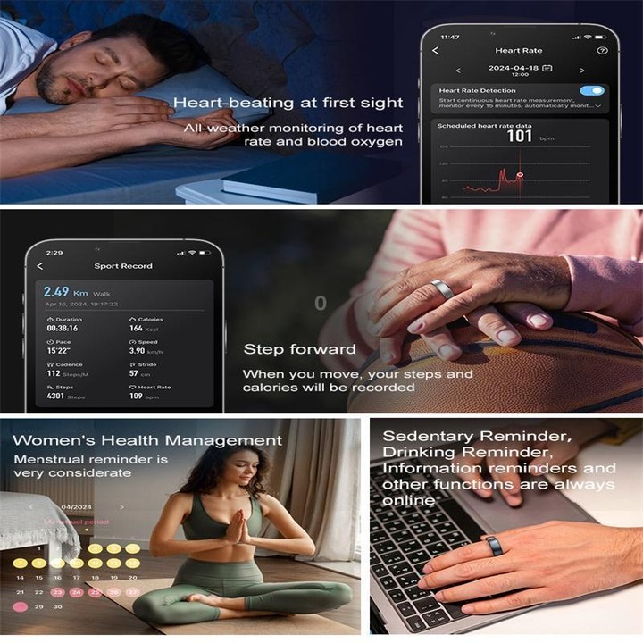 R10 SIZE 7 Smart Ring, Support Heart Rate / Blood Oxygen / Sleep / Multiple Sports Modes(Black)