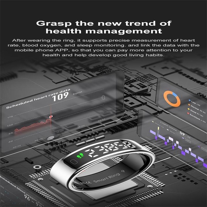 R11 SIZE 8 Smart Ring, Support Heart Rate / Blood Oxygen / Sleep / Multiple Sports Modes(Black)