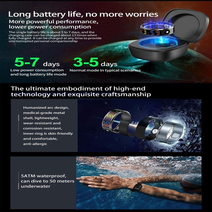 R12 SIZE 12 Smart Ring, Support Heart Rate / Blood Oxygen / Sleep / Multiple Sports Modes(Gold)