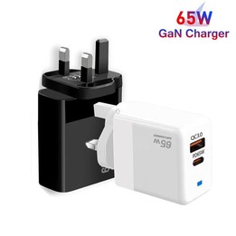 GaN PD 45W + QC3.0 USB Fully Compatible Protocol Charger for MacBook，UK Plug(White)