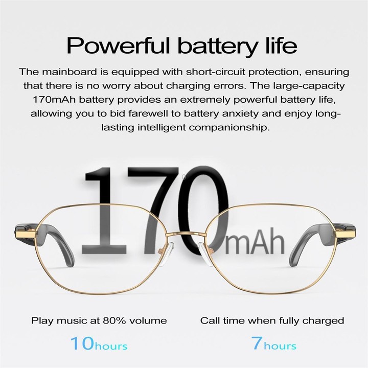W100B Smart Glasses, Support AI Conversation / AI Intelligent Translation / Bluetooth Call(White)