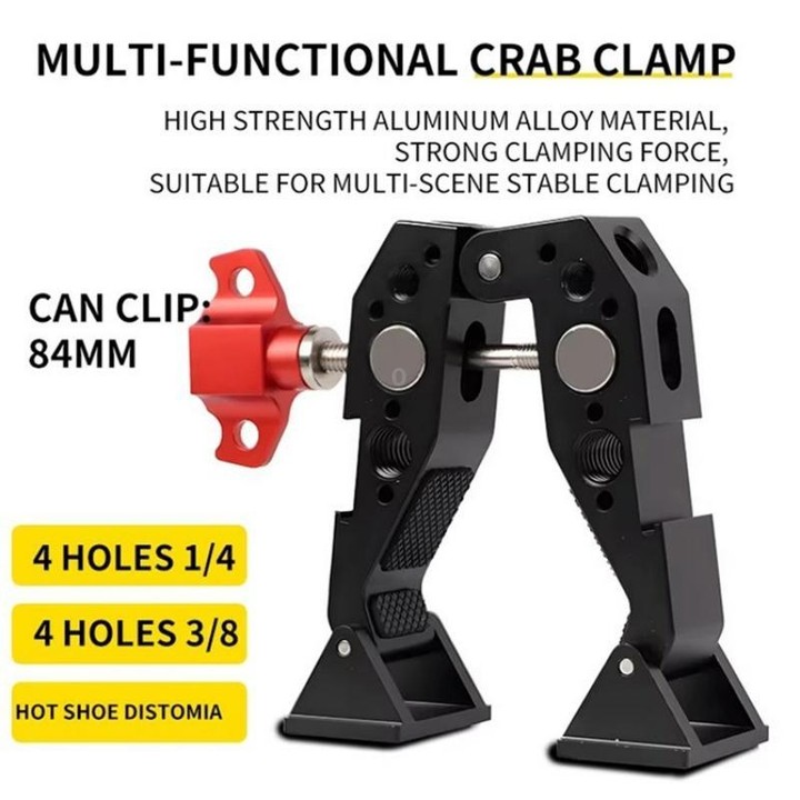 F084 Metal Hot Shoe Mount Multi-Function Crab Clamp Universal Photography Light Stand Clamp