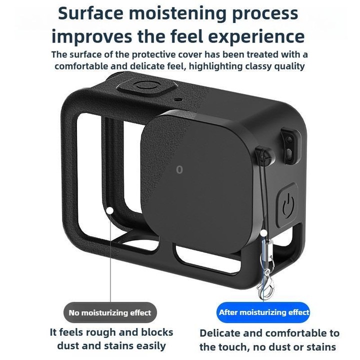 For GoPro HERO13 Black Silicone Protective Case with Wrist Strap & Lens Cover & Side Interface Cover