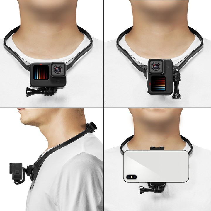 Sports Camera Lazy Neck Bracket Phone Clamp Mount(Black)