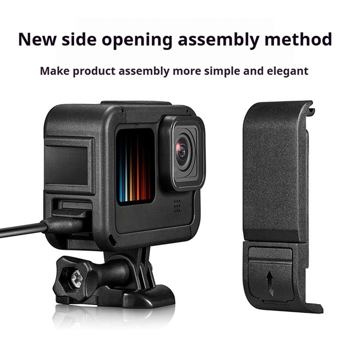 For GoPro HERO13 Black / HERO12 Black Dual Cold Shoes Frame Expansion PA Cage with Side Interface Cover