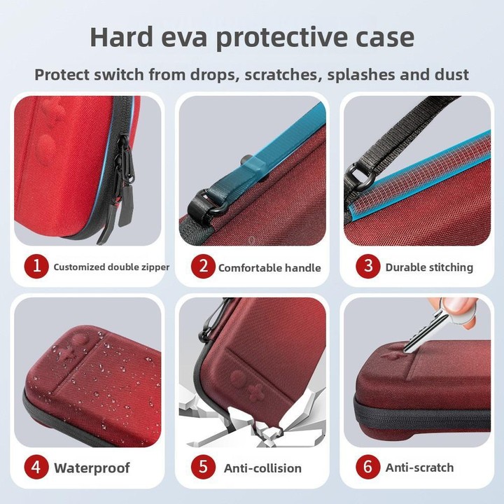 For Nintendo Switch 2 Portable Game Console Hard Case Storage Protective Bag(Black Red Gradient)