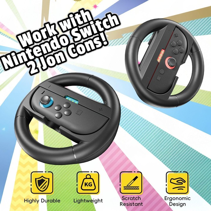 For Nintendo Switch 2 Left And Right Handle Racing Steering Wheel Grips Set(Orange Blue)