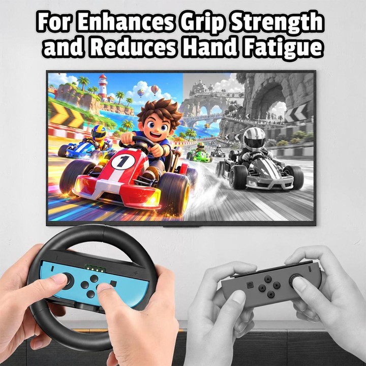 For Nintendo Switch 2 Left And Right Handle Racing Steering Wheel Grips Set(Orange Blue)
