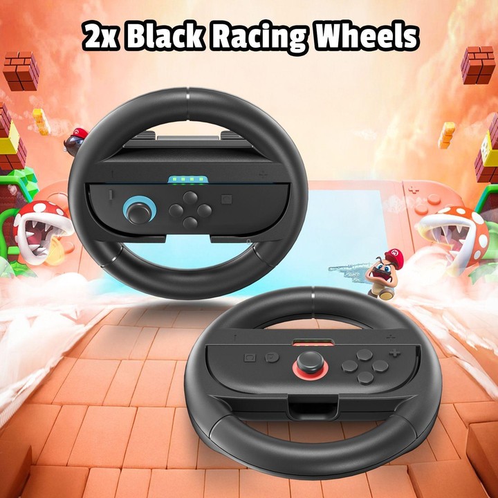 For Nintendo Switch 2 Left And Right Handle Racing Steering Wheel Grips Set(Orange Blue)