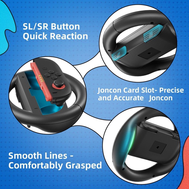 For Nintendo Switch 2 Left And Right Handle Racing Steering Wheel Grips Set(Black)