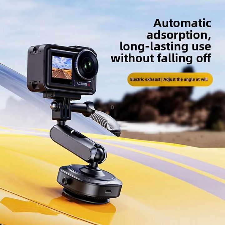 DJ-1 Car Mount Aluminum Alloy Action Camera Holder Electric Vacuum Suction Cup Bracket
