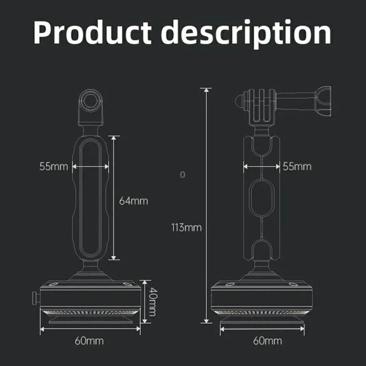 DJ-1 Car Mount Aluminum Alloy Action Camera Holder Electric Vacuum Suction Cup Bracket