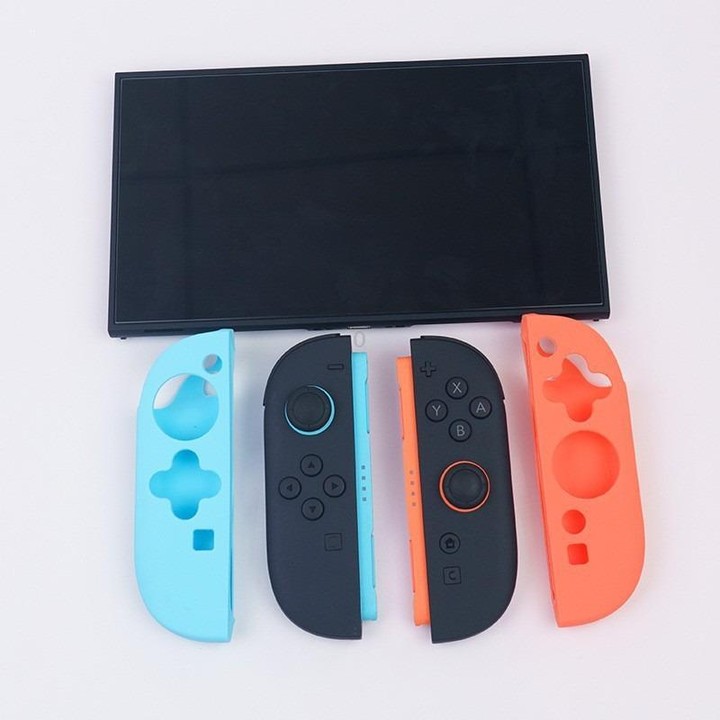 For Nintendo Switch 2 Game Controller Half-Cover Silicone Protective Cover(Orange Blue)