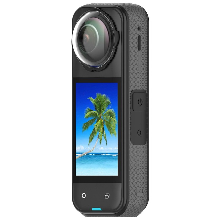 For Insta360 X4 Rotating Optical Tempered Glass Lens Guard Protective Cover(Black)
