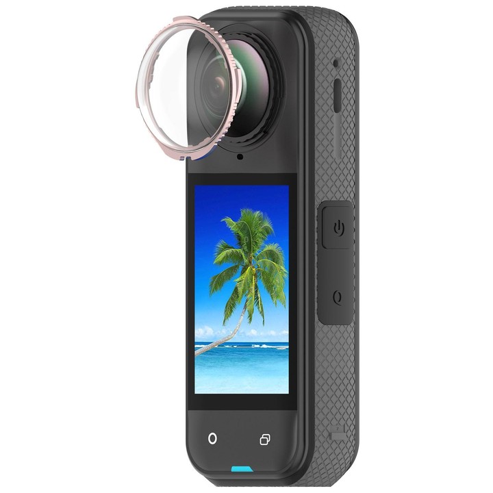 For Insta360 X4 Rotating Optical Tempered Glass Lens Guard Protective Cover(Pink)
