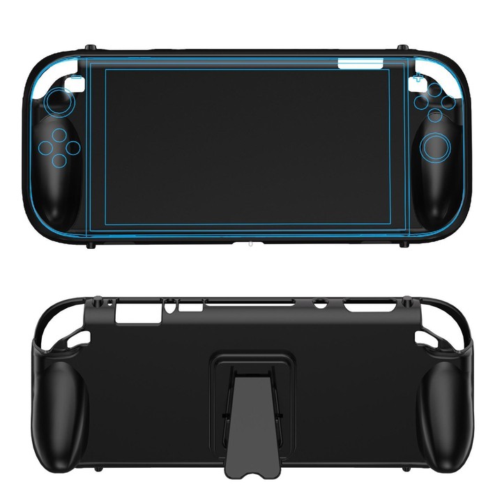 For Nintendo Switch 2 Game Game Console TPU Protective Case with Back Support(Black)