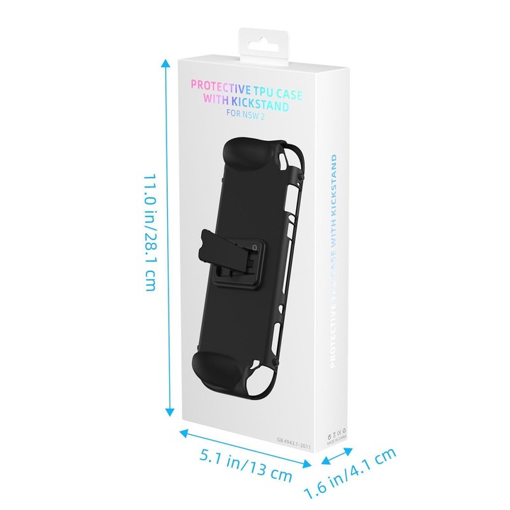 For Nintendo Switch 2 Game Game Console TPU Protective Case with Back Support(Black)