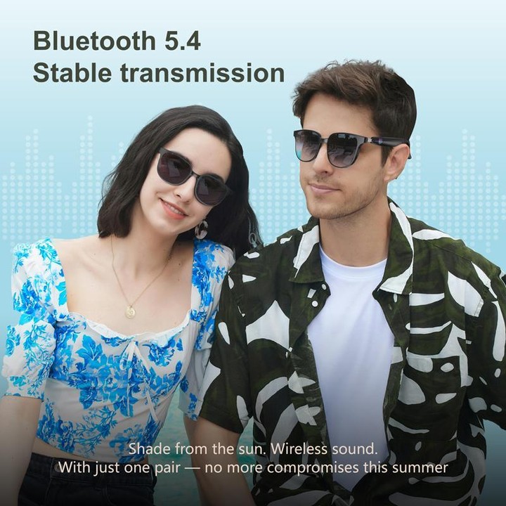 GL08 Smart Glasses, Support Touch Control / Built-in Call Microphone / Open Style Audio Experience(White)