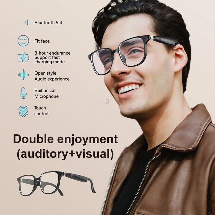 GL08 Smart Glasses, Support Touch Control / Built-in Call Microphone / Open Style Audio Experience(White)