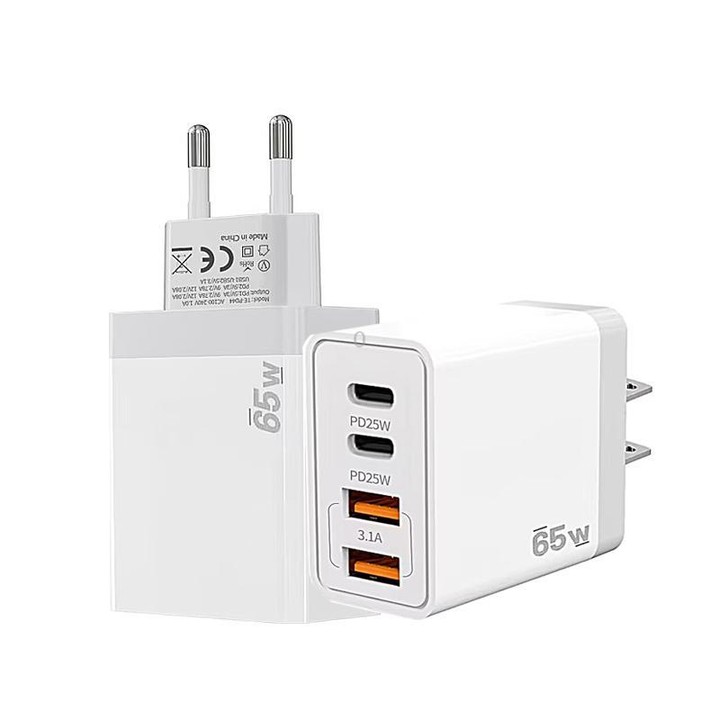 TE-PD44 Dual USB-A Dual Type-C 4-port Mobile Phone Charger US Plug