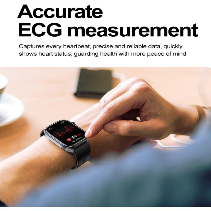 ET572 2.0 inch Color Screen Smart Watch Silicone Strap, Support Supports Health Monitoring / ECG(Black)