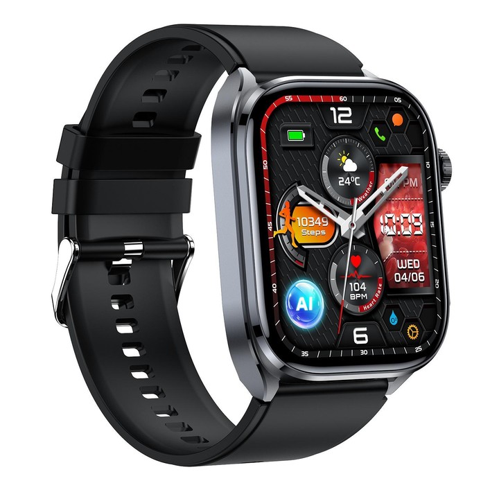 ET572 2.0 inch Color Screen Smart Watch Silicone Strap, Support Supports Health Monitoring / ECG(Black)