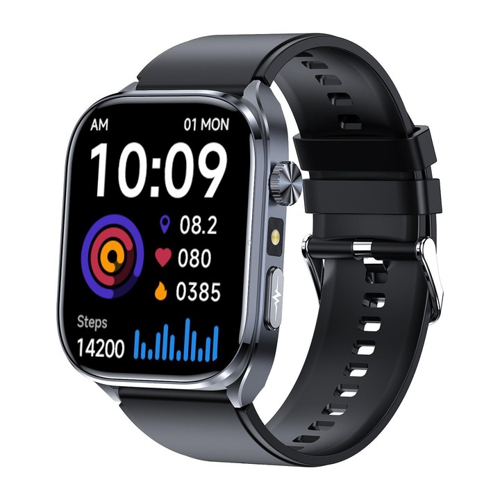 ET572 2.0 inch Color Screen Smart Watch Silicone Strap, Support Supports Health Monitoring / ECG(Black)