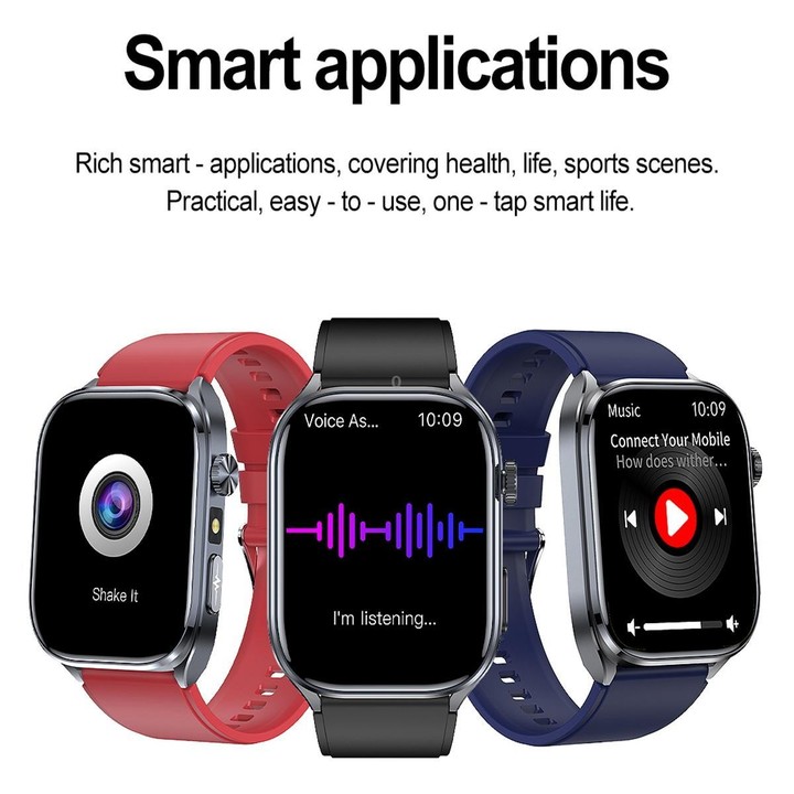 ET572 2.0 inch Color Screen Smart Watch Silicone Strap, Support Supports Health Monitoring / ECG(Black)