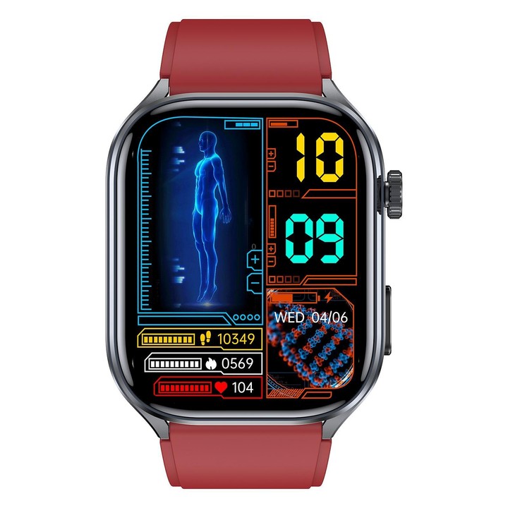 ET572 2.0 inch Color Screen Smart Watch Silicone Strap, Support Supports Health Monitoring / ECG(Red)